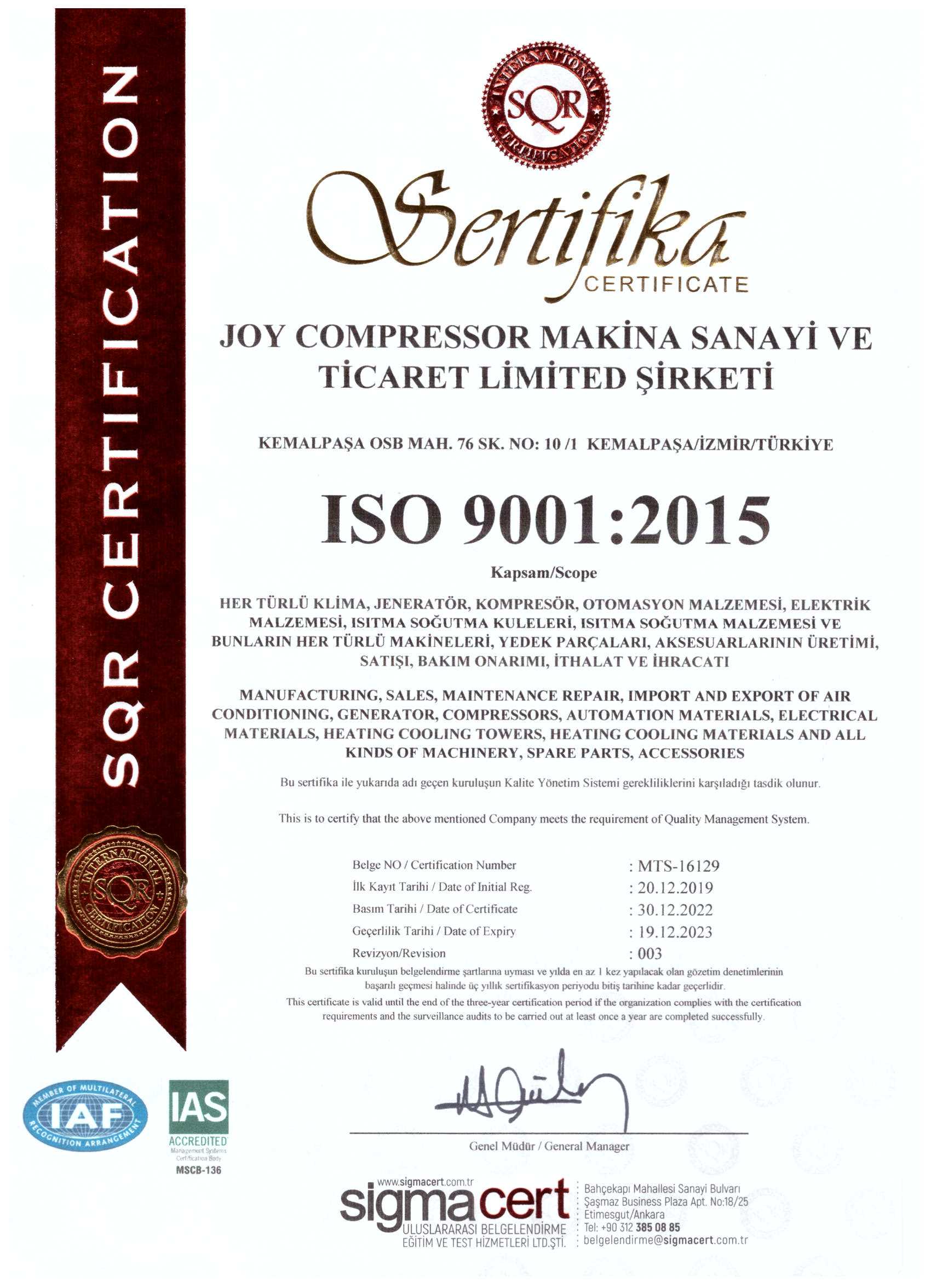 JOY ISO 9001